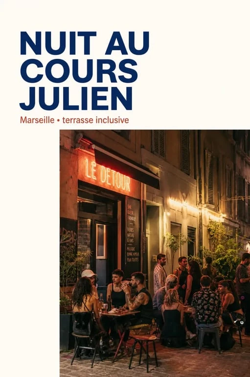 Ambiance des gay bars Marseille autour du Cours Julien, terrasse animée et sortie nocturne à Marseille