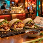 Bao restaurant marseille : baos à la menthe et sauce soja sur table à Castellane/Cours Saint-Louis