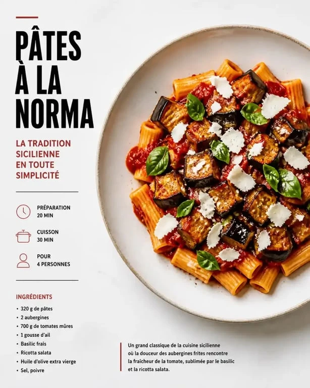 Recette traditionnelle de Pâtes à la Norma pour une épicerie italienne à Marseille 13012