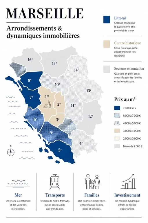 Meilleur arrondissement de Marseille : visualisation comparative des quartiers selon le budget, la mer et le profil de vie