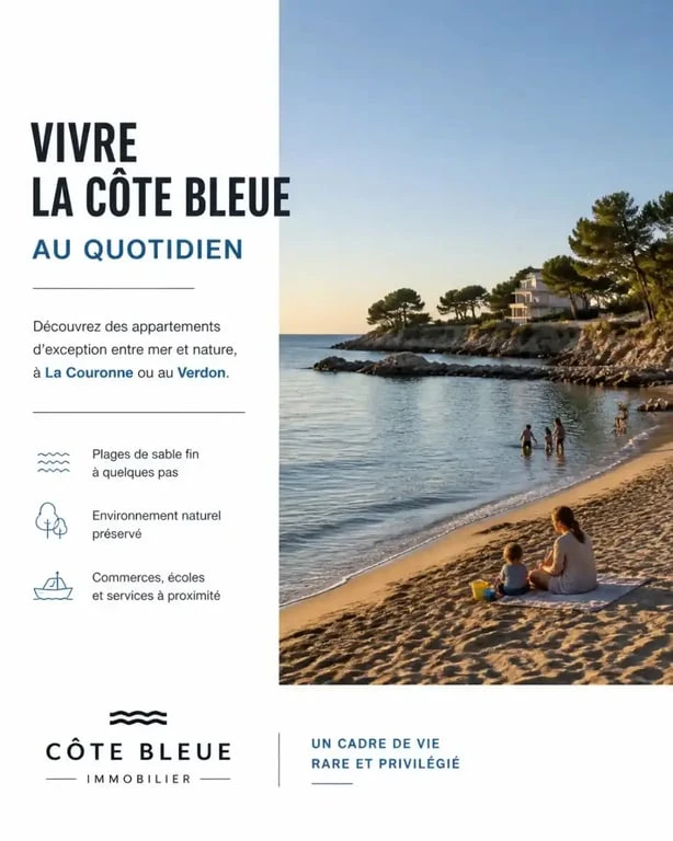 Plages cote bleue à La Couronne : plage de sable fin calme et familiale