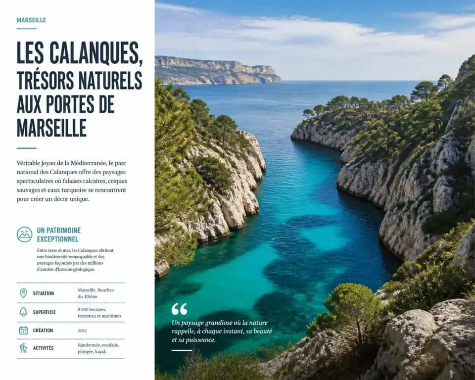 Vue panoramique du Parc national des Calanques, destination phare du tourisme durable à Marseille