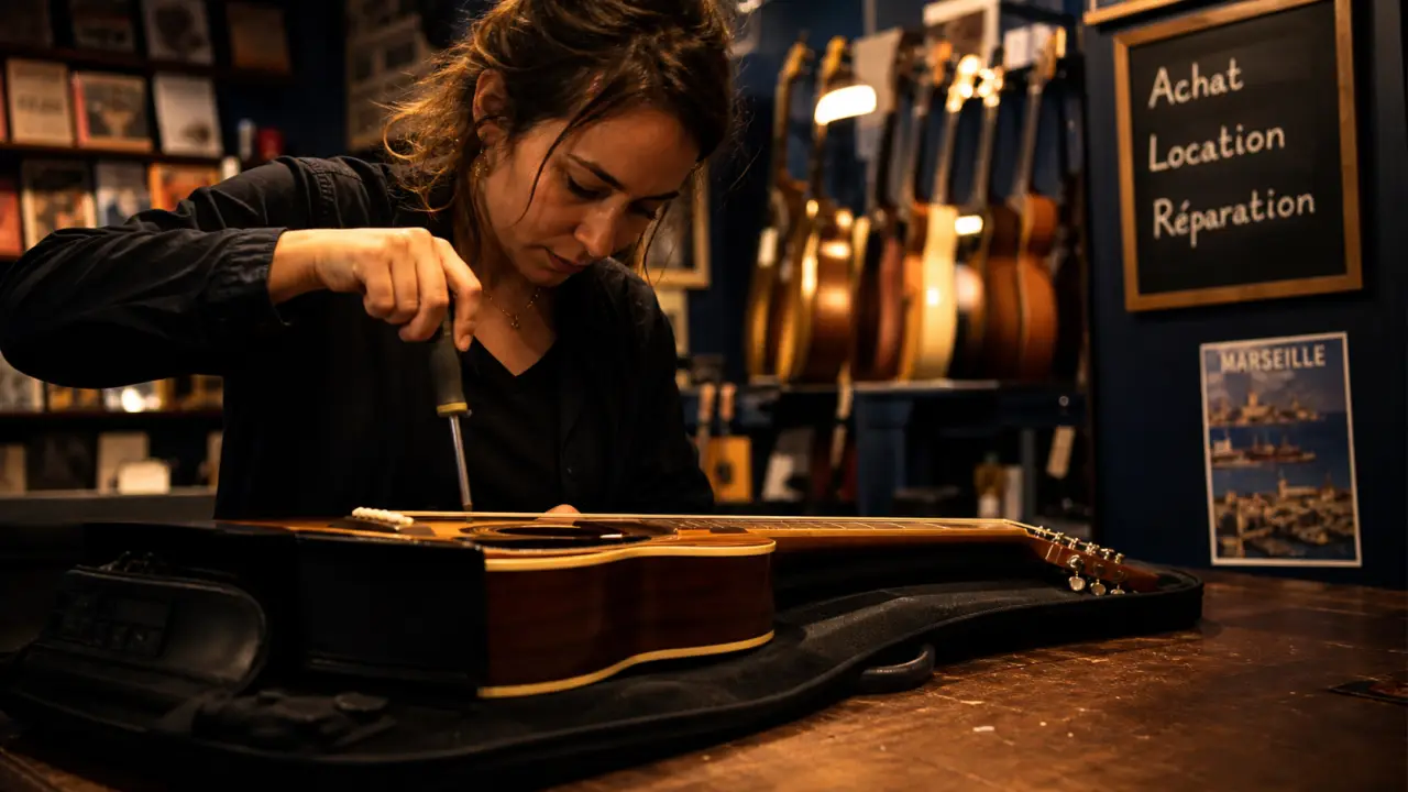 Magasin de musique à marseille : réparation de guitare en boutique