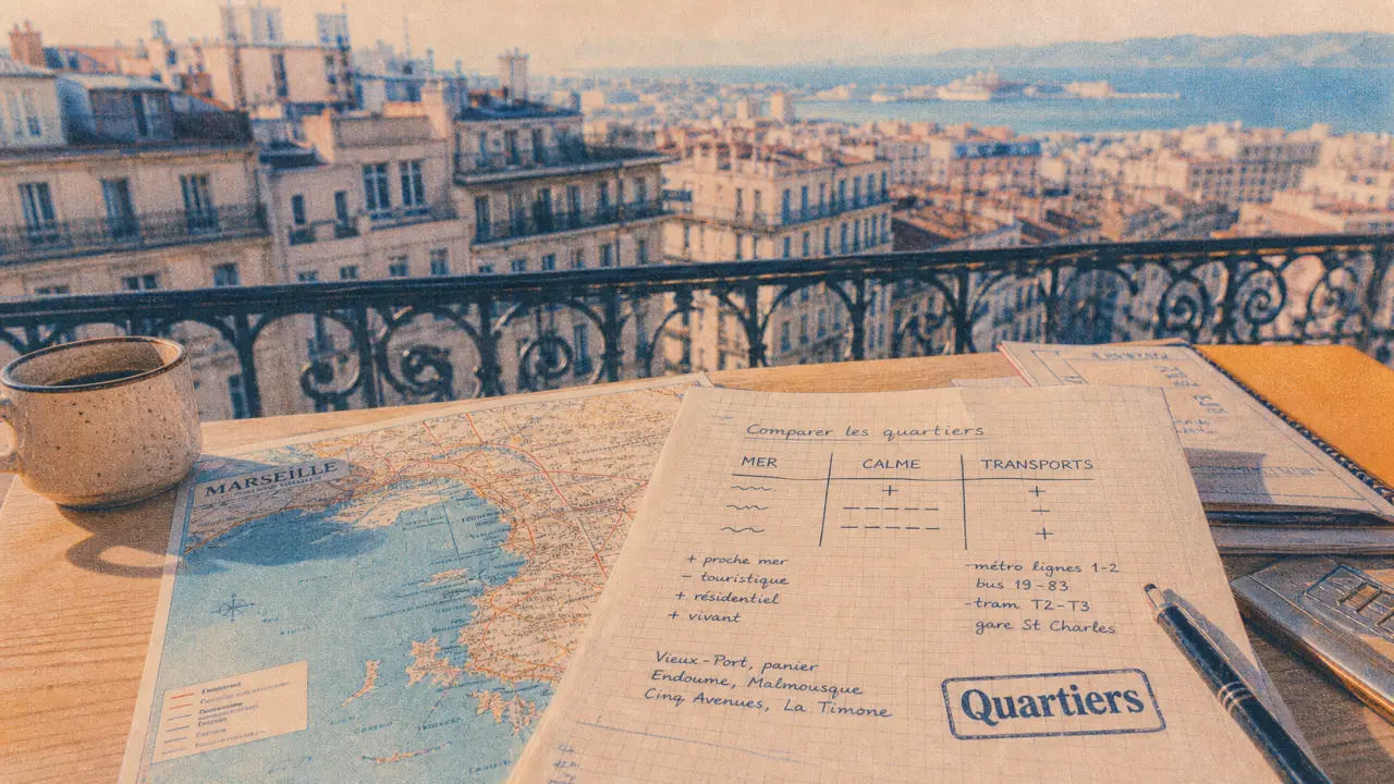 Meilleur arrondissement de marseille : vue sur quartiers de Marseille depuis un balcon