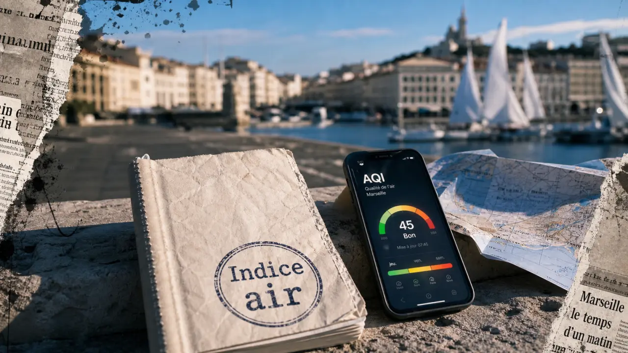 Pollution marseille aujourd’hui : indice ATMO et ozone sur écran à Marseille