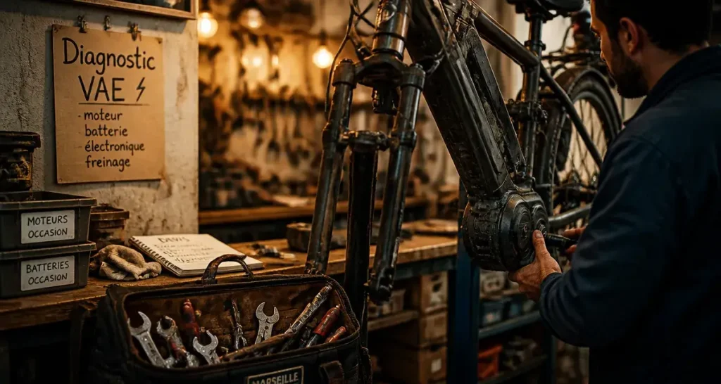 reparateur velo marseille en atelier, réparation vélo électrique