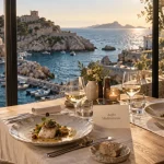 Restaurant auffo marseille : table face au Vallon des Auffes et la Méditerranée