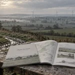 Transition énergétique plaine du burel : études et concertation sur la plaine agricole, éoliennes au loin