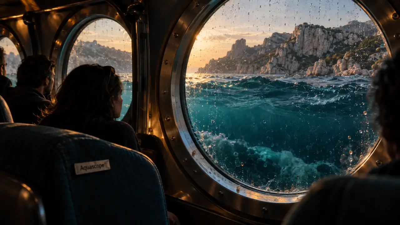 Visiter aquarium marseille : embarcation Aquascope en mer Méditerranée à Marseille